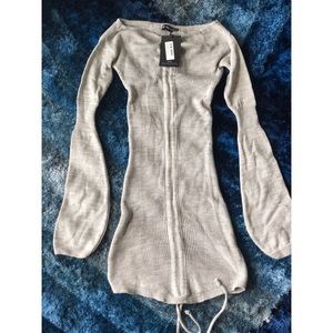 Grey Ruched Knit Dress